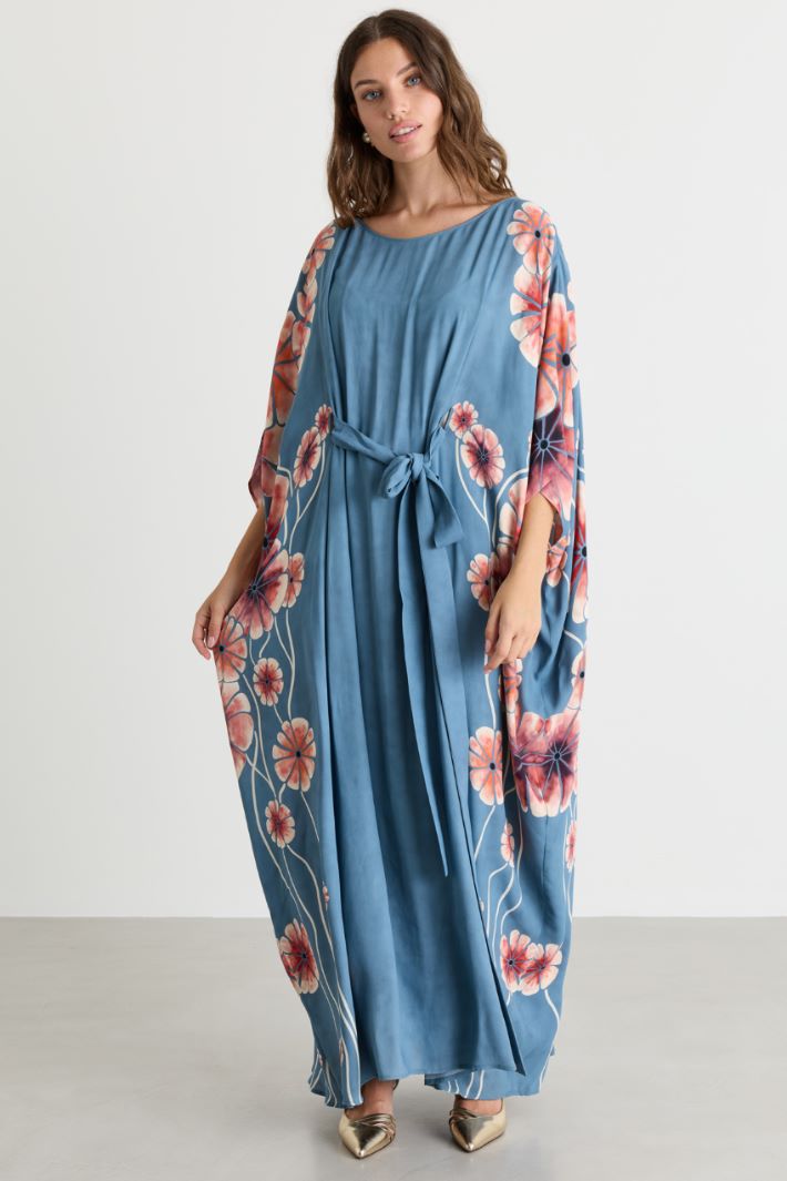 Double georgette kaftan dress - LIGHT BLUE PINK - Intrend - 2