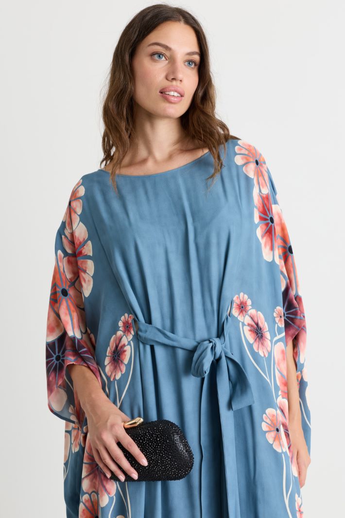 Double georgette kaftan dress - LIGHT BLUE PINK - Intrend - 3