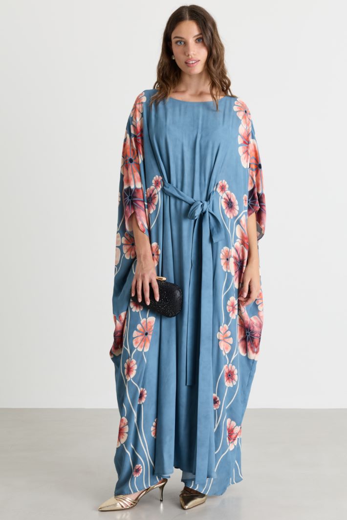 Double georgette kaftan dress - LIGHT BLUE PINK - Intrend