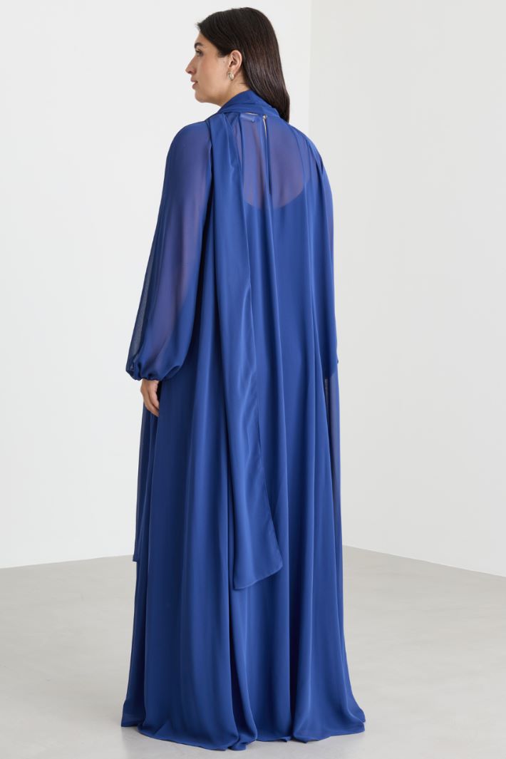 Long crepe georgette dress - BLUE - Intrend - 4