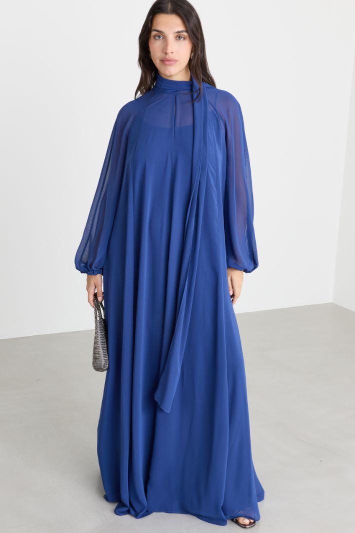 Long crepe georgette dress - BLUE - Intrend - 2
