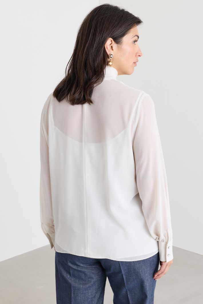 Georgette blouse with jewelled buttons - WHITE - Intrend - 4