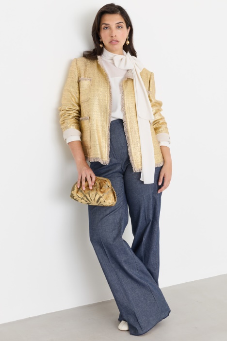 Blusa de georgette con botones joya - Intrend