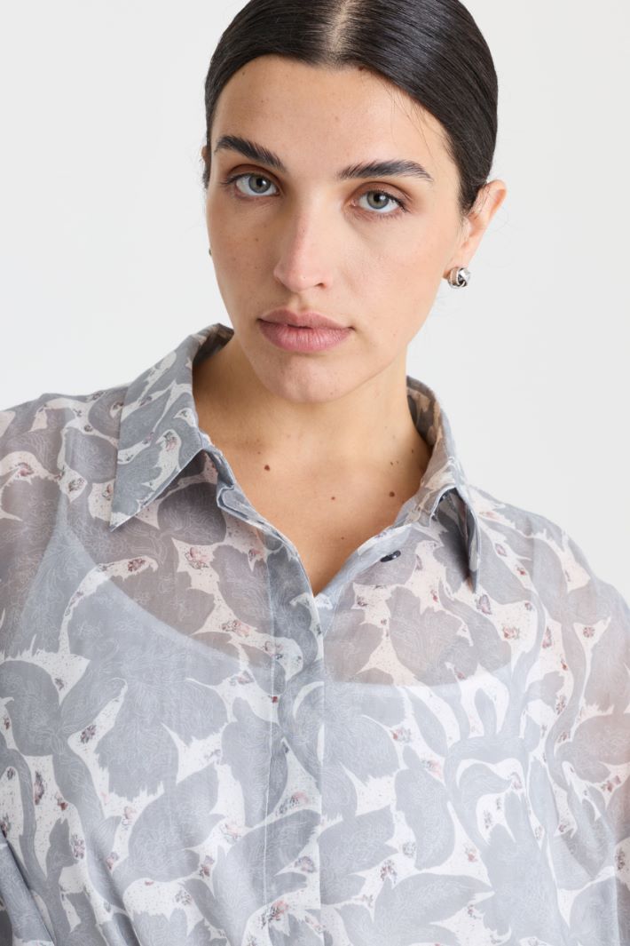 Printed Voile Shirt - LIGHT BLUE - Intrend - 3