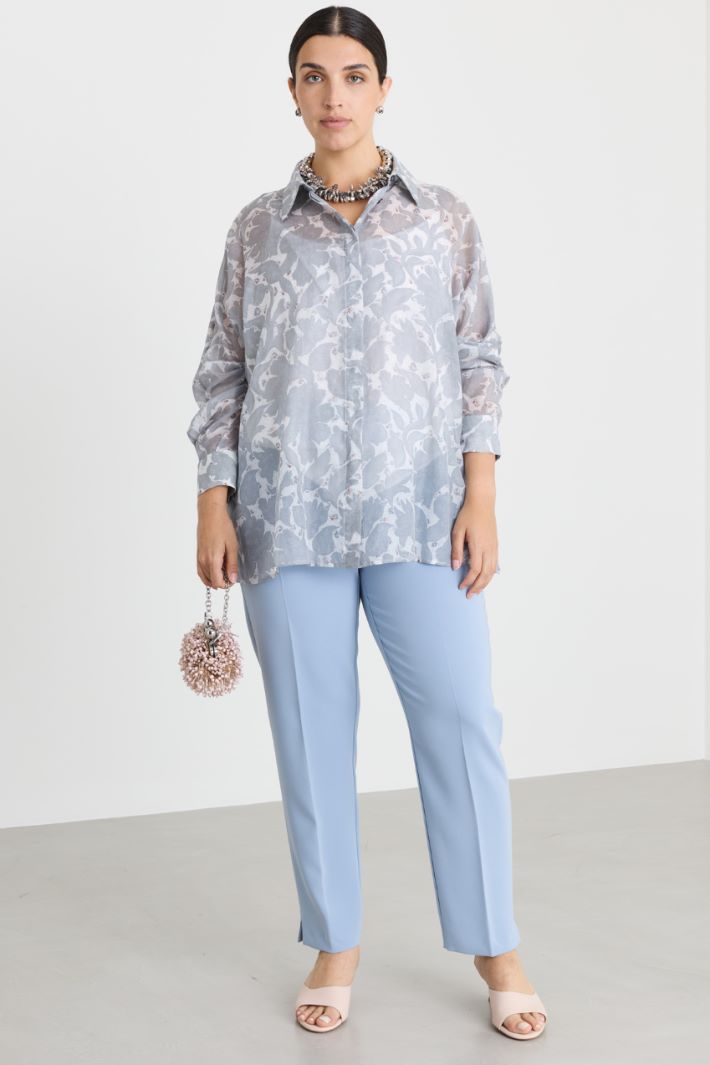 Printed Voile Shirt - LIGHT BLUE - Intrend