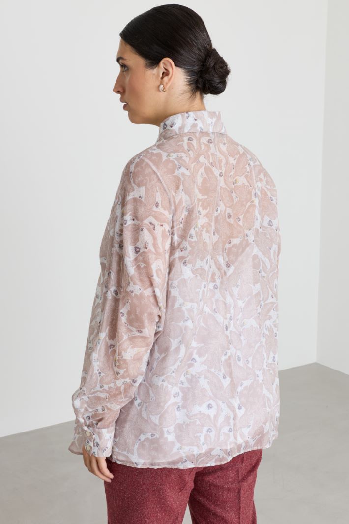 Printed Voile Shirt - PINK - Intrend - 4