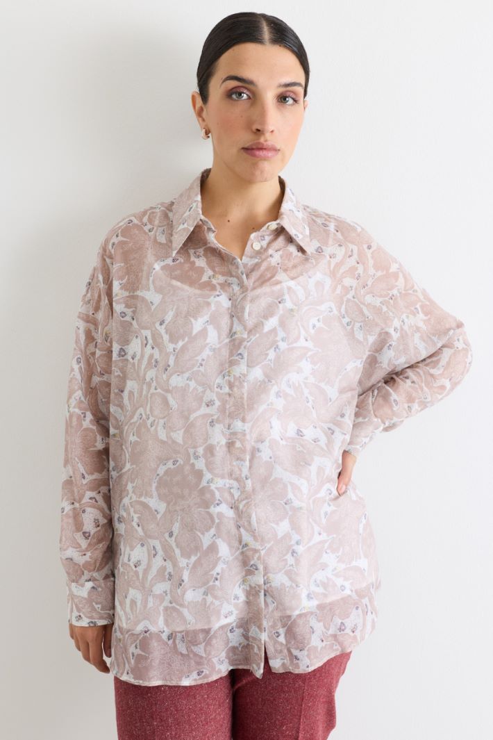 Printed Voile Shirt - PINK - Intrend - 2
