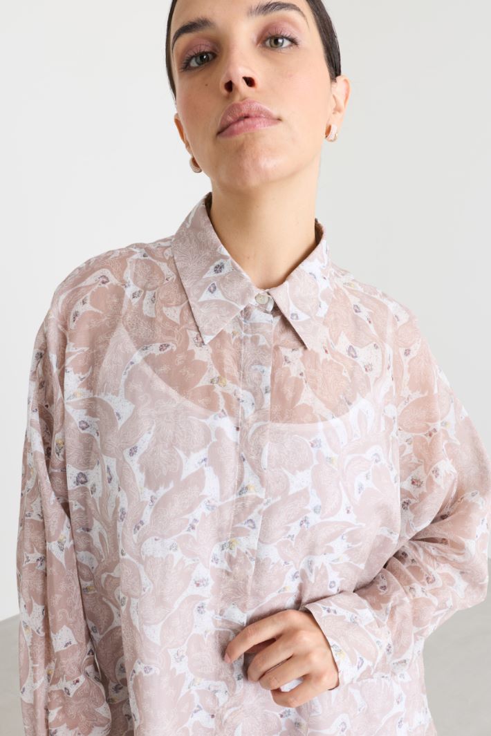 Printed Voile Shirt - PINK - Intrend - 3