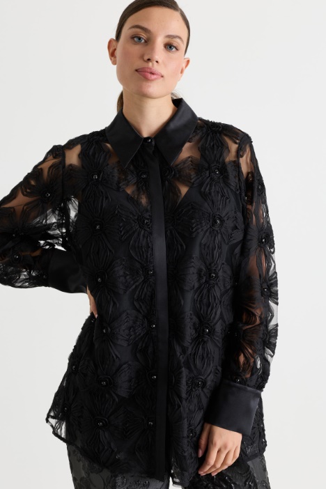 Embroidered tulle shirt - Intrend