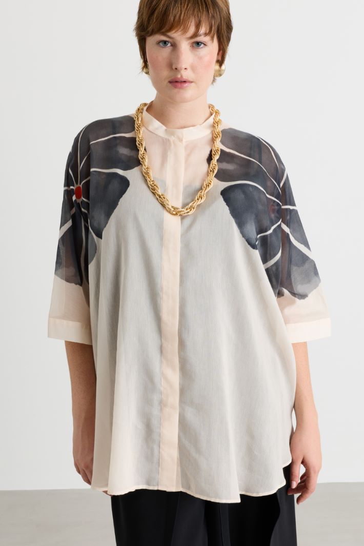 Voile Tunic with Top - WHITE GREY - Intrend - 2