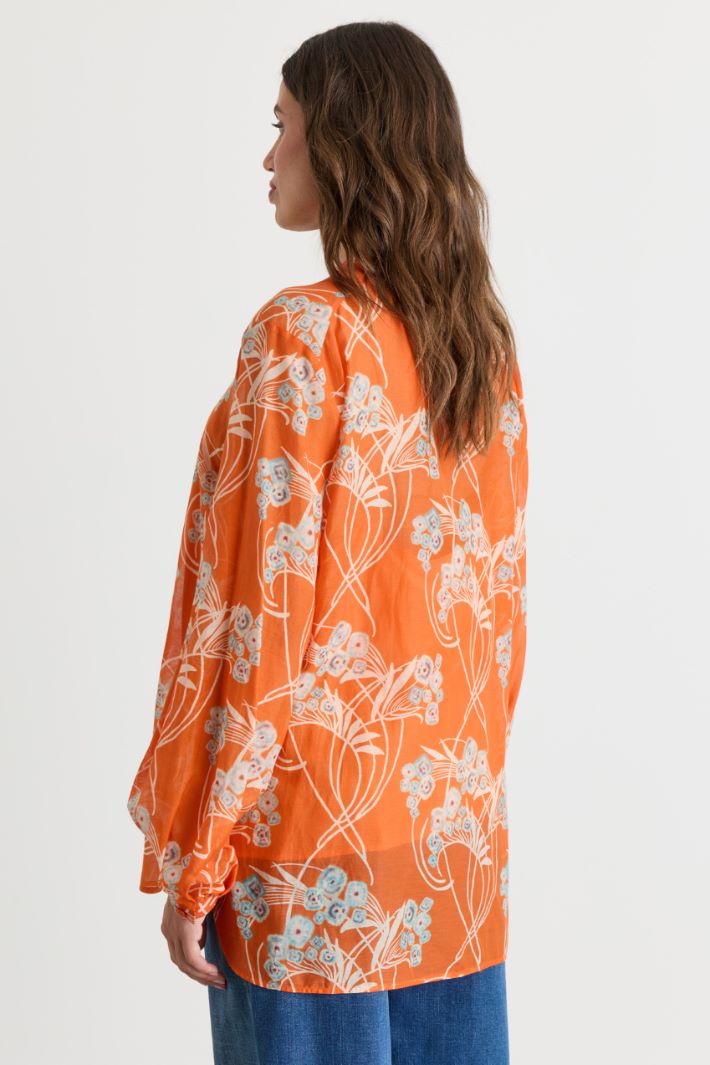 Printed voile blouse - ORANGE - Intrend - 4