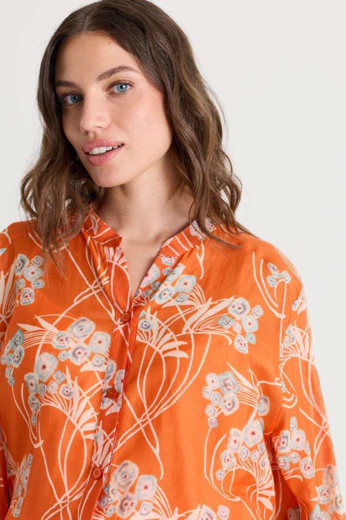 Printed voile blouse - ORANGE - Intrend - 3