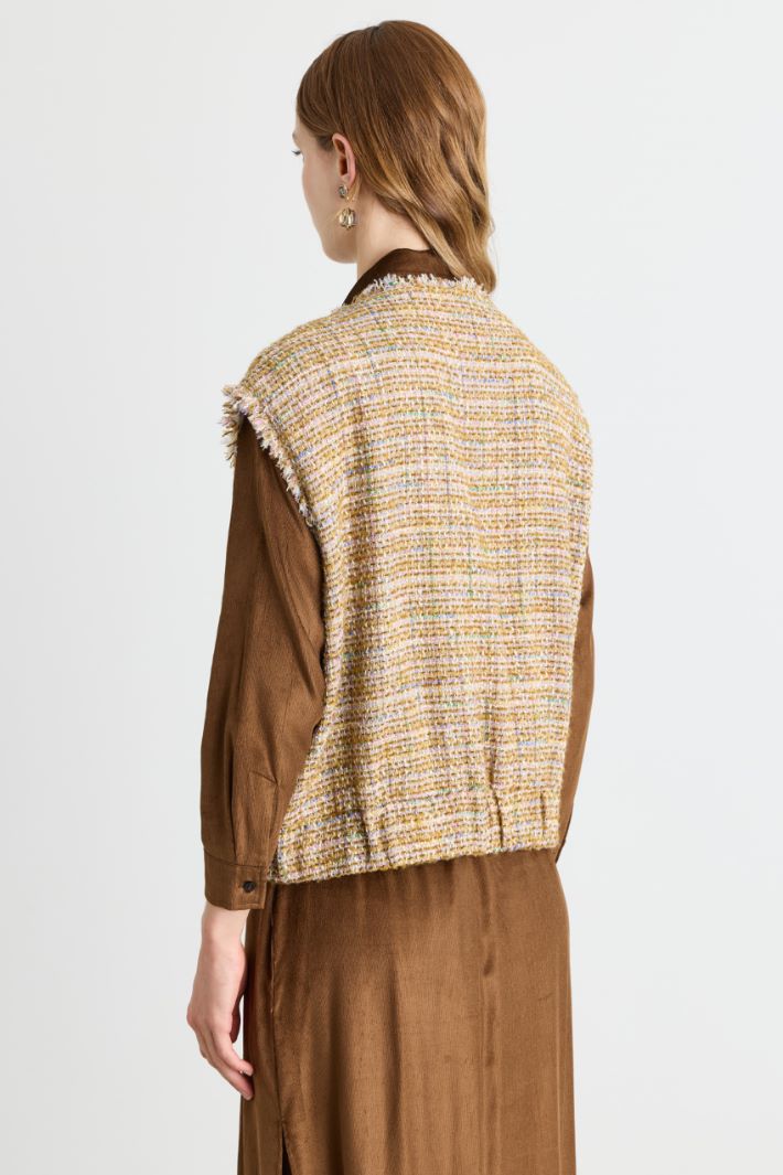 Basketweave sleeveless jacket - CAMEL - Intrend - 4