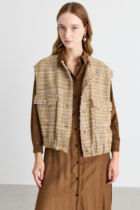 Basketweave sleeveless jacket - Intrend