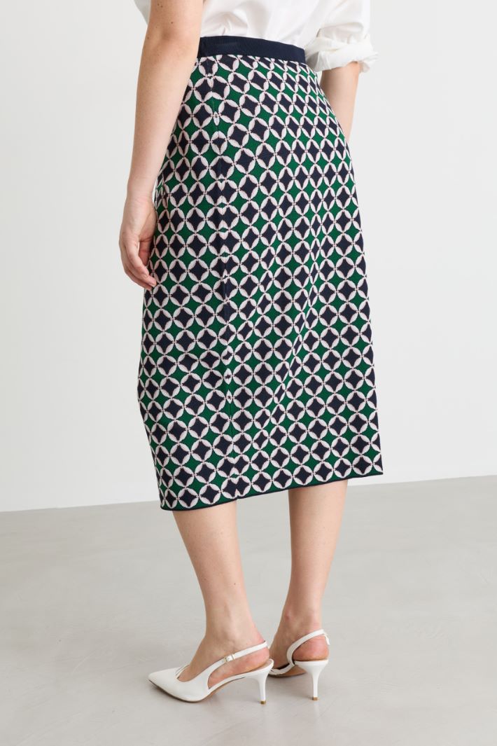 Jacquard-knit skirt - GREEN BLUE - Intrend - 4
