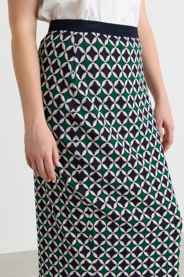 Jacquard-knit skirt - GREEN BLUE - Intrend - 3