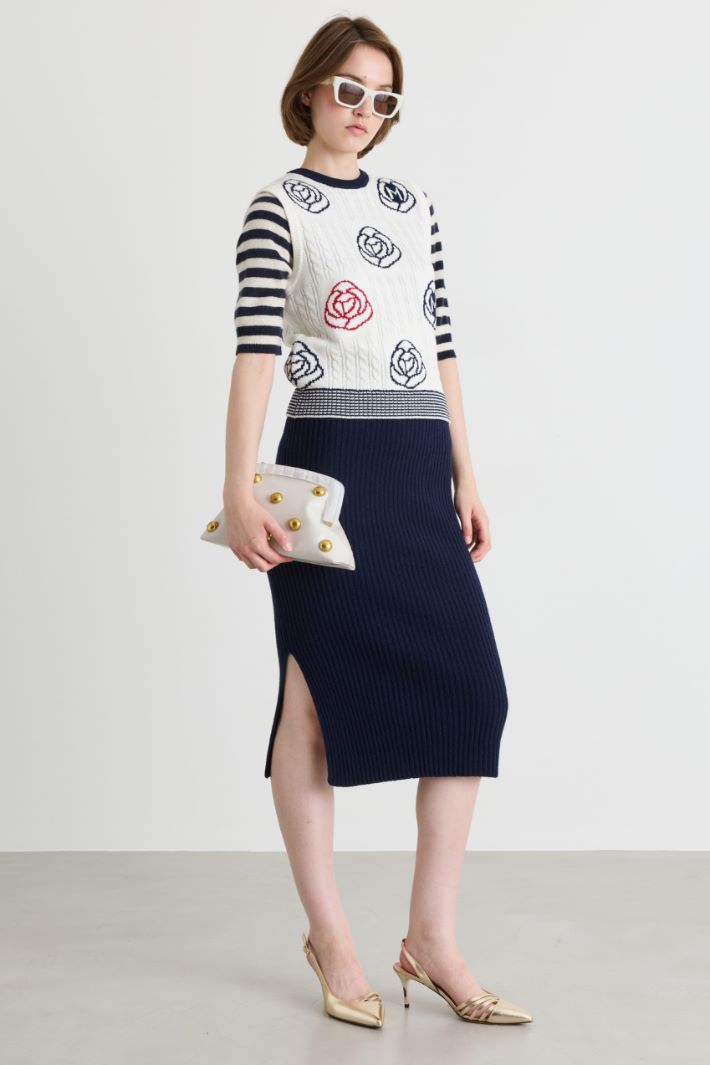 Knitted skirt - BLUE - Intrend