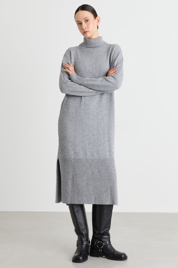 Long knit dress - GREY - Intrend - 2