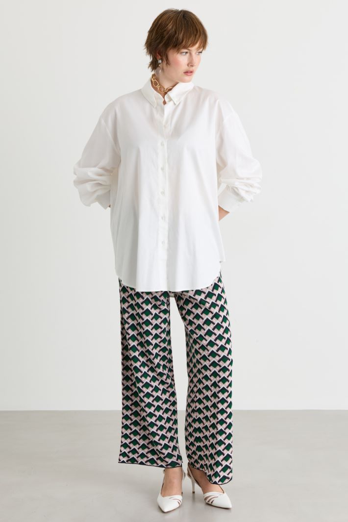 Jacquard knit trousers - GREEN BLUE - Intrend