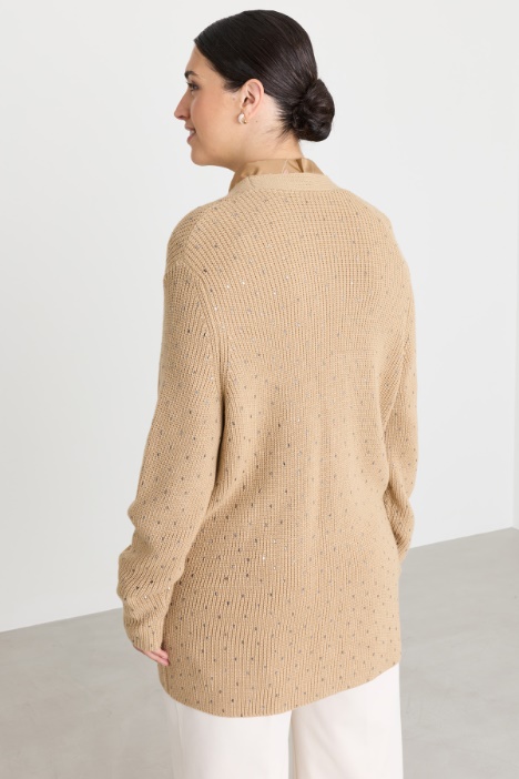 Cardigan in lana con strass