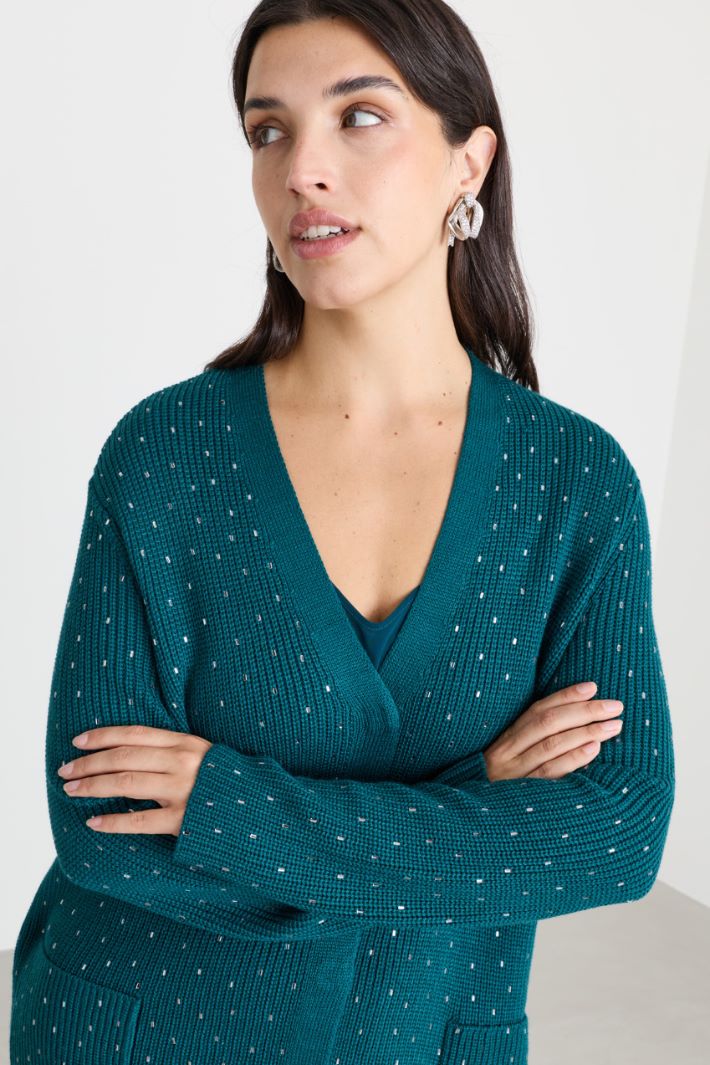 Rhinestone cardigan - BLUE - Intrend - 3