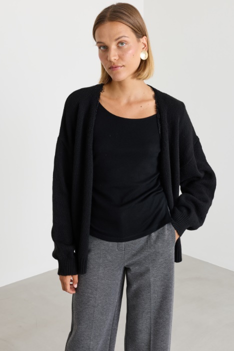 Cardigan ample bordé de dentelle - Intrend