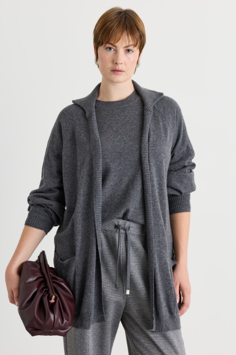 Belted puff-sleeve cardigan - Intrend
