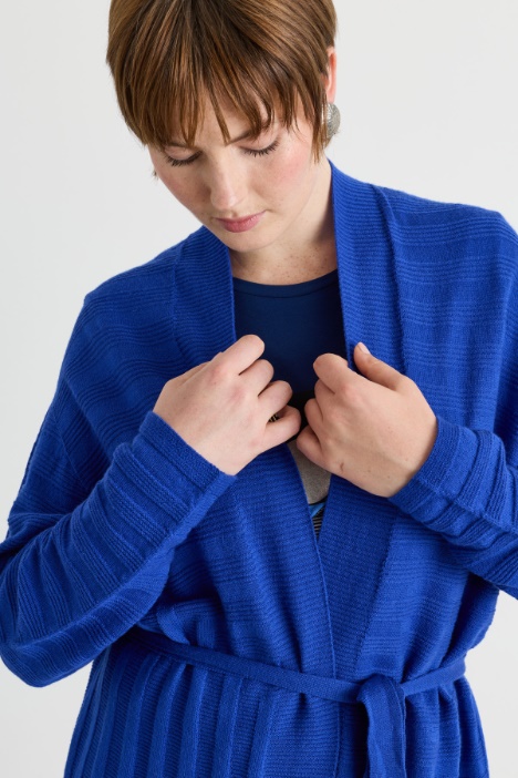 Cardigan in lana con cintura