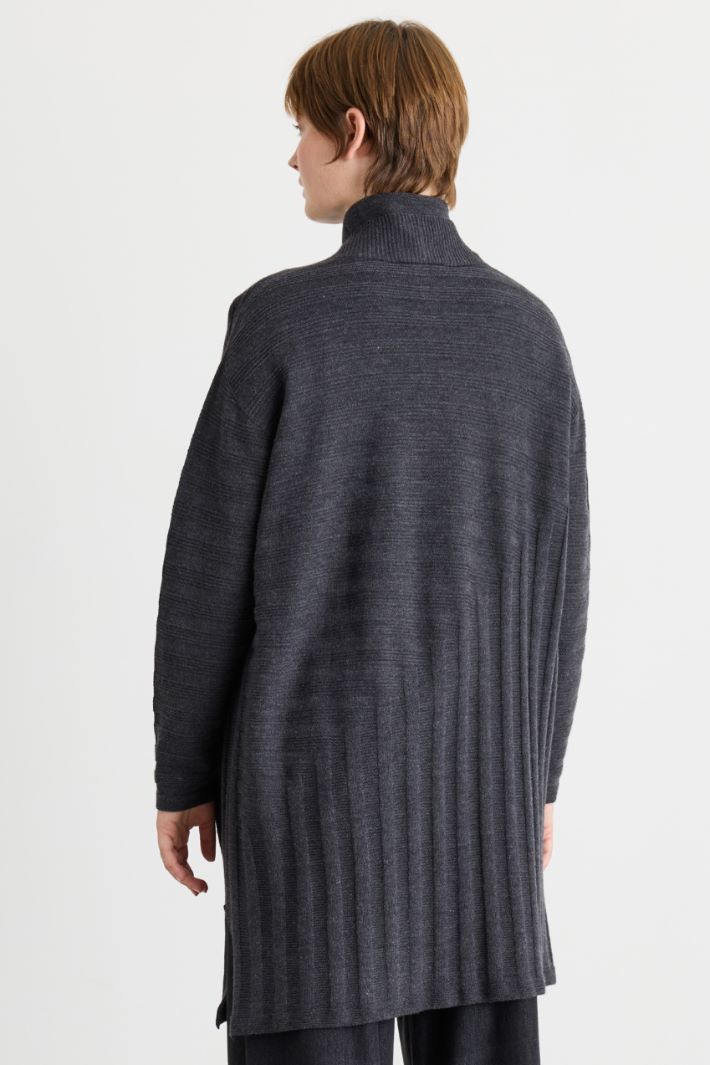 Cardigan with side slits - BLACK - Intrend - 4