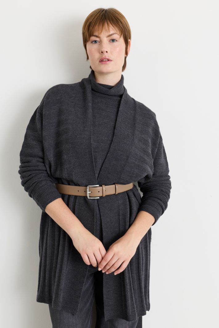Cardigan with side slits - BLACK - Intrend - 2