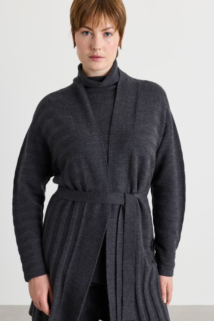 Cardigan with side slits - BLACK - Intrend - 3