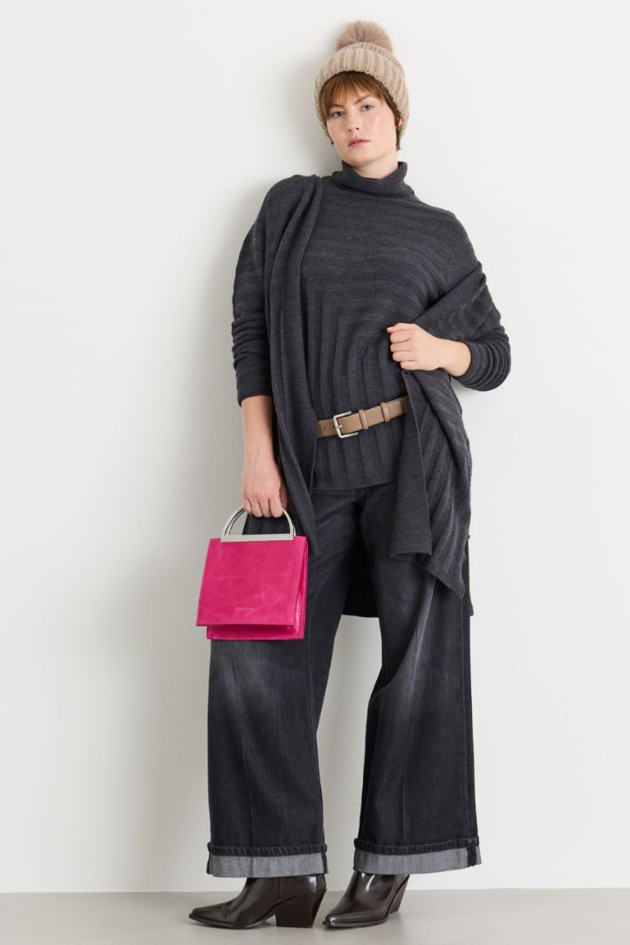 Cardigan with side slits - BLACK - Intrend