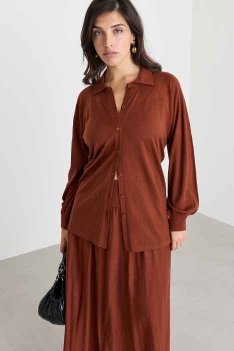 Ruched-sleeve cardigan - Intrend