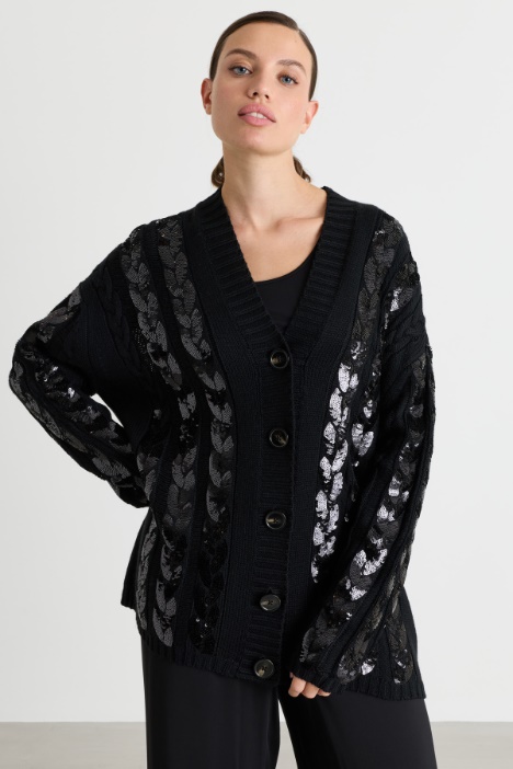 Sequin-embroidered cardigan - Intrend