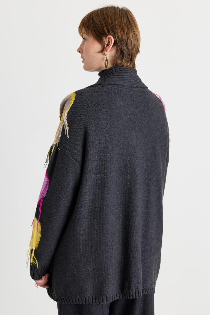 Open-front intarsia cardigan - GREY - Intrend - 4