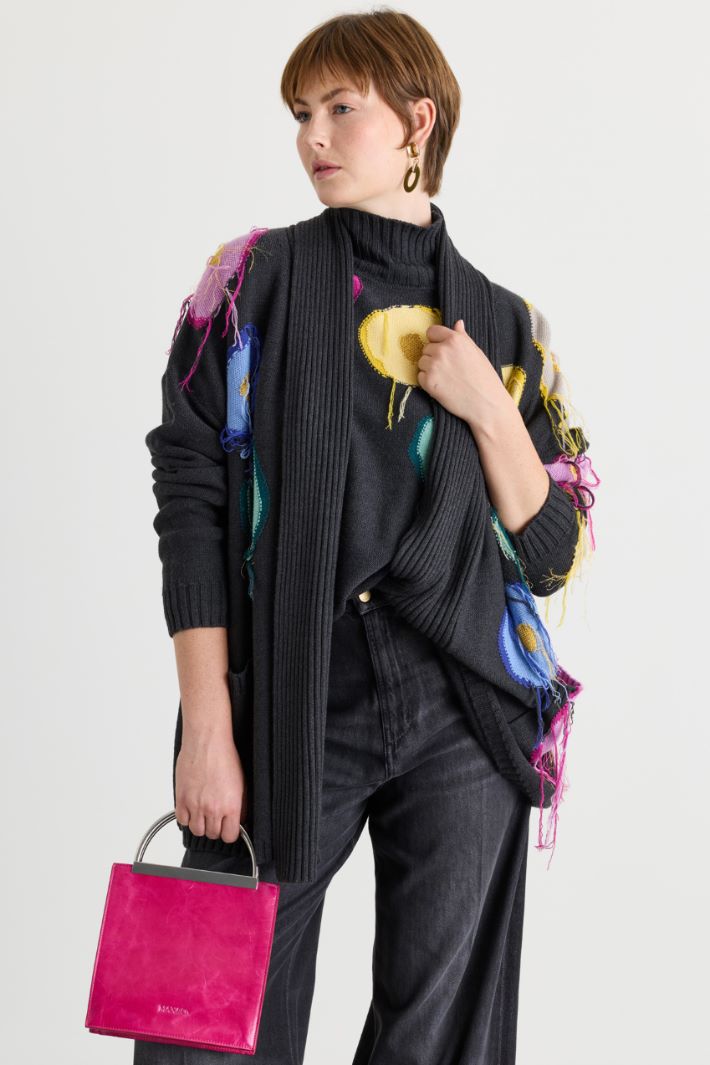 Open-front intarsia cardigan - GREY - Intrend - 2