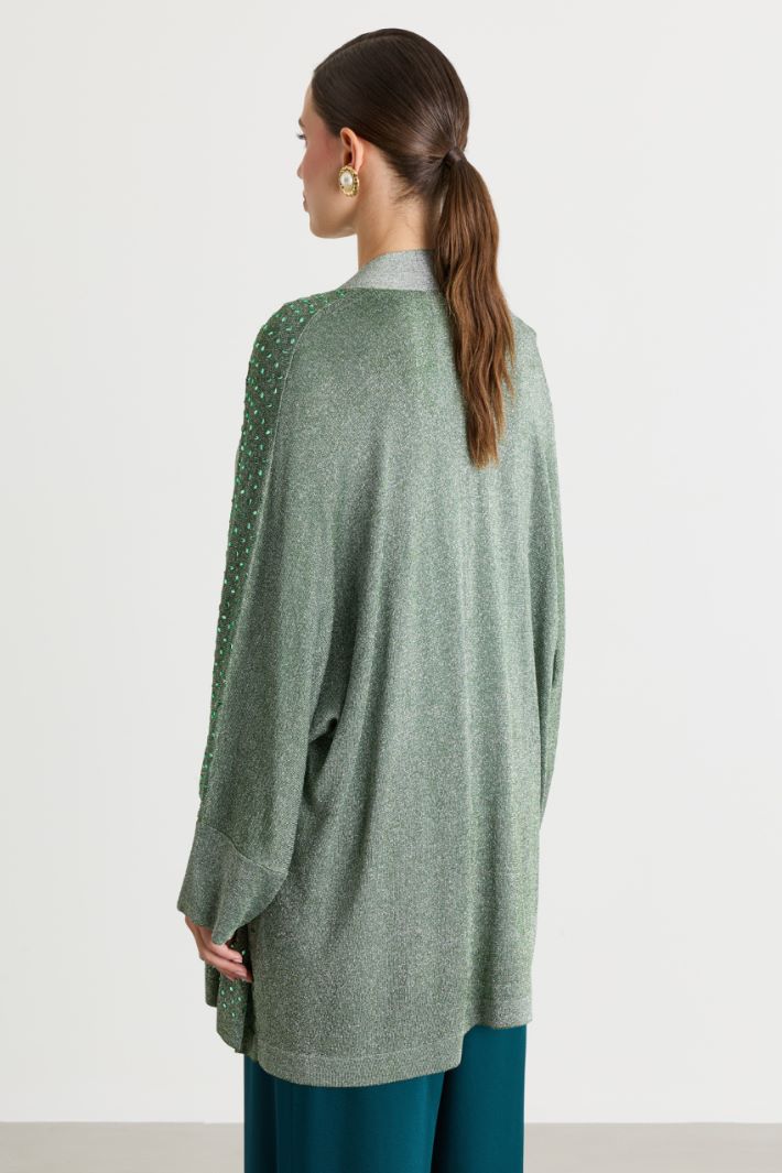 Rhinestone-embellished cardigan - GREEN - Intrend - 4