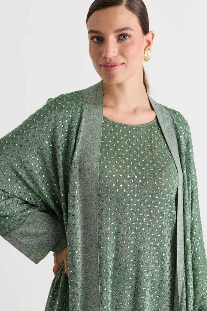 Rhinestone-embellished cardigan - GREEN - Intrend - 3