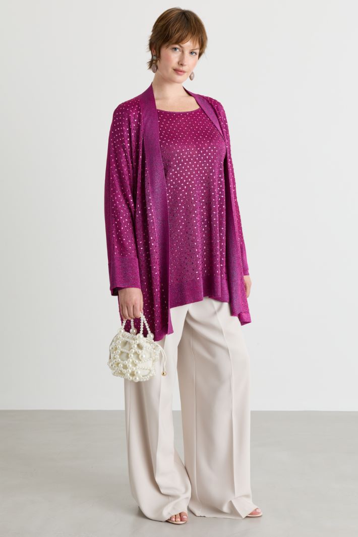 Cárdigan con pedrería - FUCSIA - Intrend