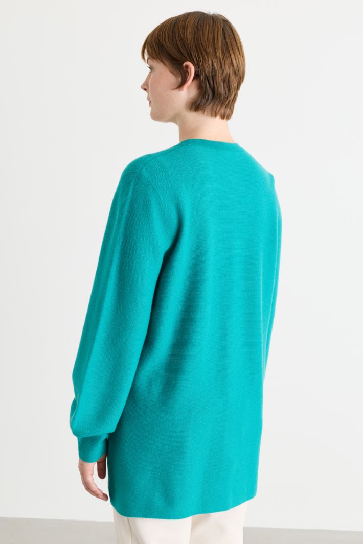 Puff-sleeve cardigan - GREEN - Intrend - 4