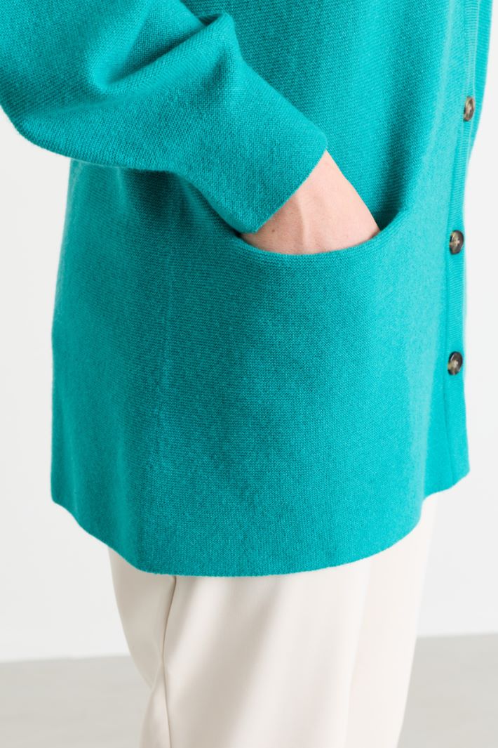 Puff-sleeve cardigan - GREEN - Intrend - 3