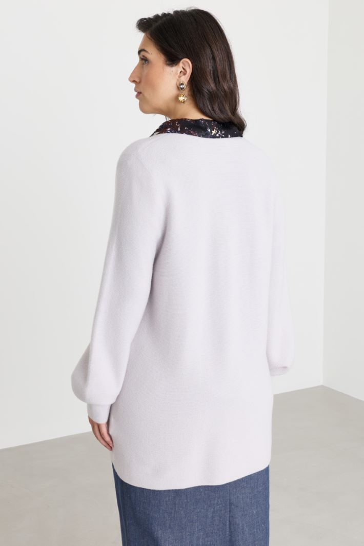 Puff-sleeve cardigan - GREY - Intrend - 4