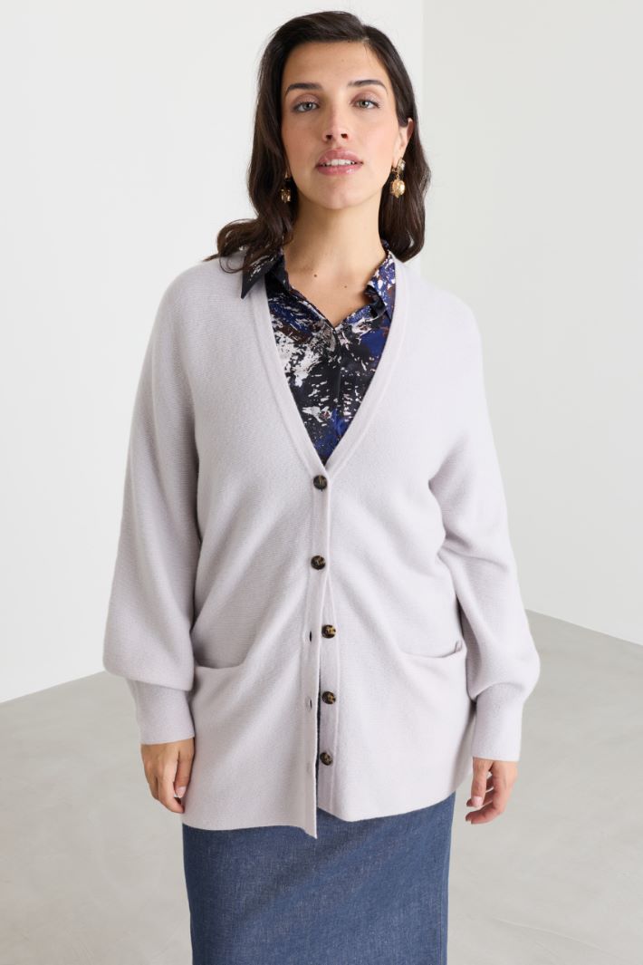 Puff-sleeve cardigan - GREY - Intrend - 2