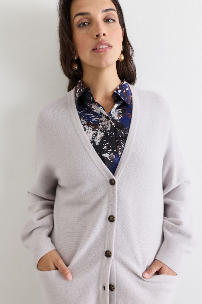 Puff-sleeve cardigan - GREY - Intrend - 3