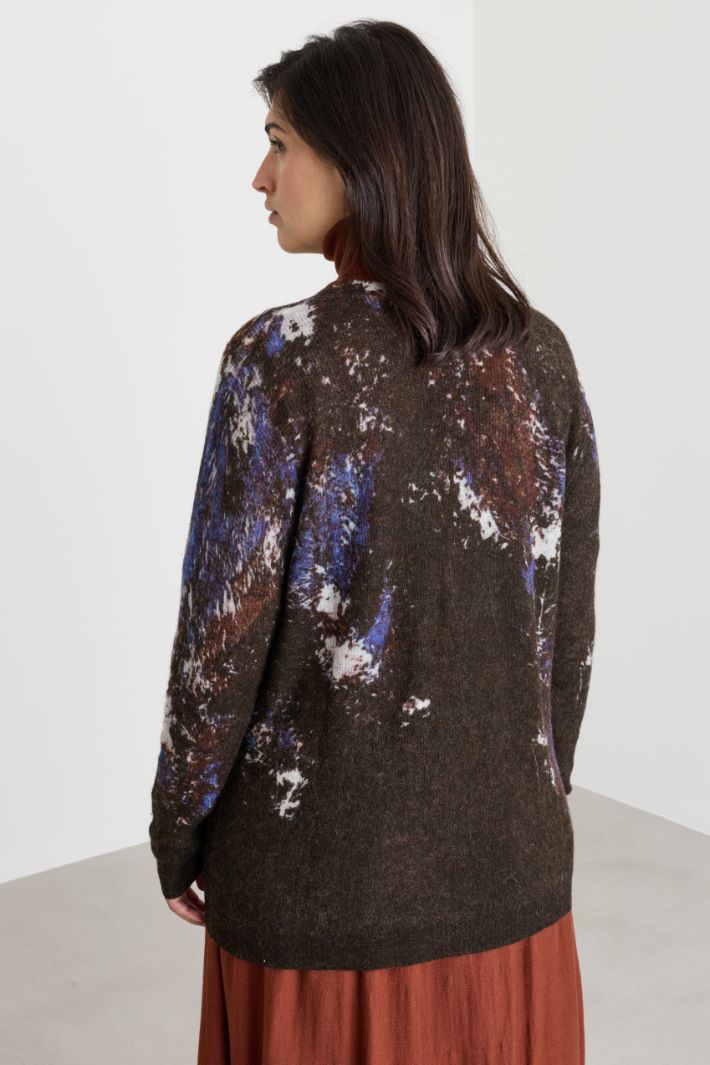 Cardigan con stampa - MARRONE BLU BIANCO - Intrend - 4