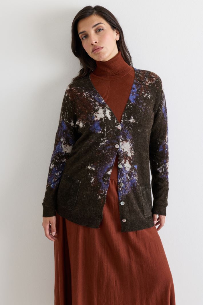 Cardigan con stampa - MARRONE BLU BIANCO - Intrend - 2