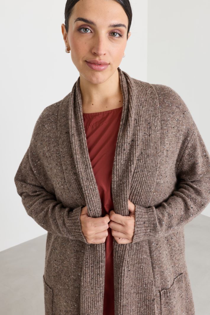 Cardigan with pockets - BROWN - Intrend - 3