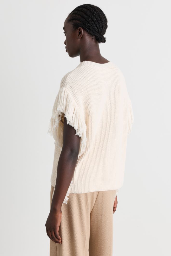 Fringed waistcoat - WHITE - Intrend - 4