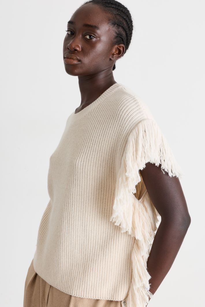 Fringed waistcoat - WHITE - Intrend - 3