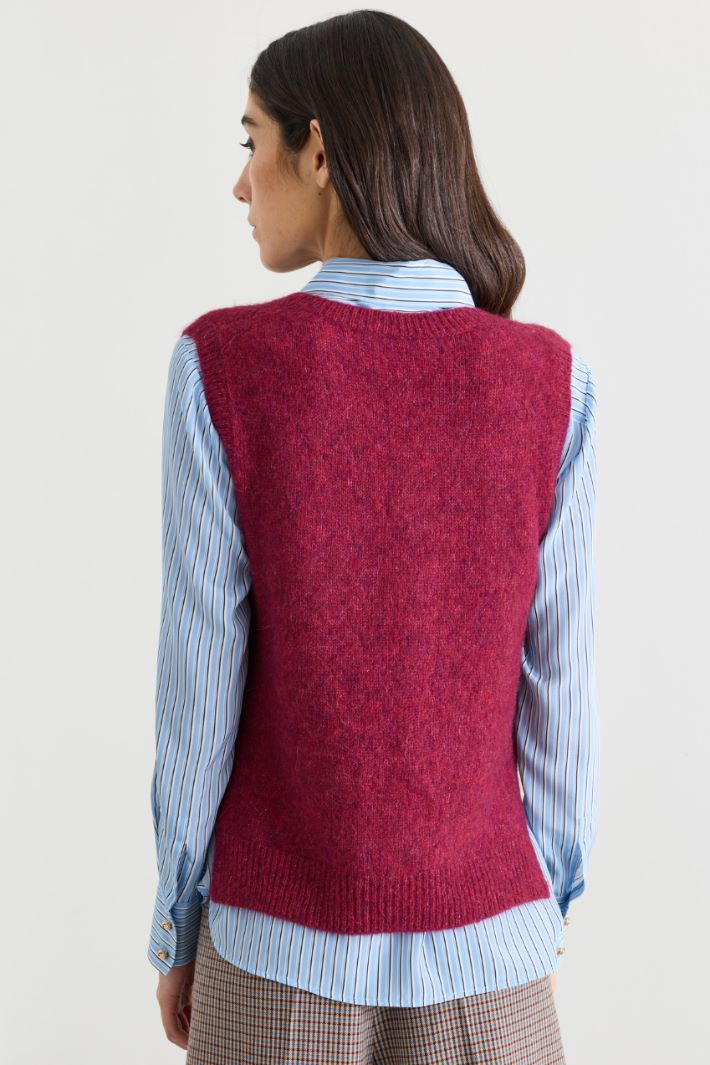 V-neck slipover - BORDEAUX - Intrend - 4